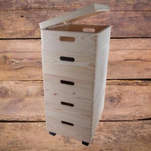 5-stufige mittlere Holz stapelbare Aufbewahrungsboxen | 40 x 30 x 71 cm | Einfache Kiefer - Bild 1 von 8