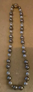 Vintage Grobe Kunstperlen Halskette Gold/Taupe/Hellbraun Ton - Gut gemacht Sicherheitsverschluss - Bild 1 von 5