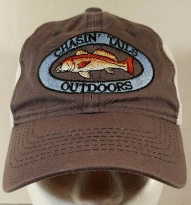 Chasin' Tails Outdoors Ball Cap Gray & White Mesh Fishing Hat Embroidered Youth - Image 1 of 4