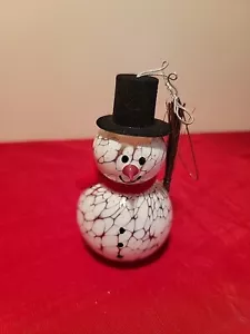 Richard Herzog Lampwork Hand Blown Glass Art Snowman Christmas Ornament Germany - Picture 1 of 9