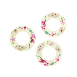 2 Round Flower Resin Charms - K001 - Picture 1 of 3