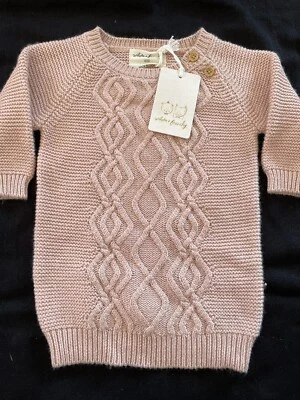 Wilson + Frenchy (Австралия) новый с Ярлыками румяна «Роза» кабель трикотажа Ctn/шерсти платье-0-3Mos - Изображение 1 из 4