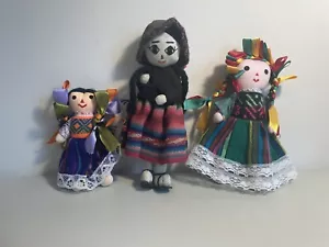 Peruanische & Mexikanische Stoffpuppe Handarbeit Traditionelle Stoffpuppe 3 Stück - Bild 1 von 8