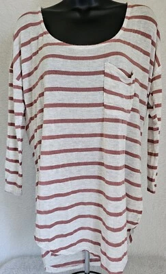 Camisa Charlotte Russe Feminina Tamanho M Média Rosa Roxa Listrada Branca - Imagem 1 de 4