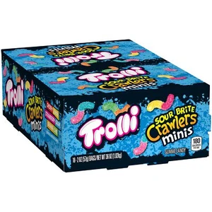 Trolli Mini Sour Brite Crawlers 2oz Pack of 18 Soft Chewy Colorful Candy - Picture 1 of 9