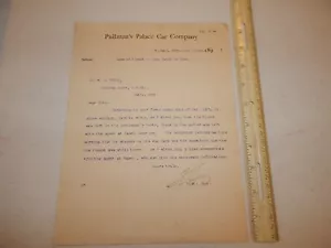 1897 LETTER FROM PULLMAN'S PALACE CAR COMPANY - LOSS OF TICKET N P RY - Foto 1 di 5