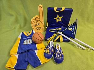 American Girl yellow/blue basketball uniform and Cheer section accessories- lot - Picture 1 of 14