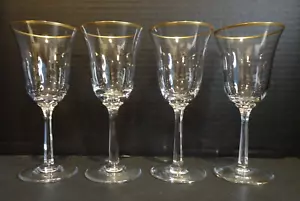 Lenox Crystal Hayworth 4 vasos de vino borde dorado soplado a mano 6 5/8" mult disponible - Imagen 1 de 8