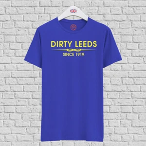 T-Shirt Dirty Leeds blau Bio-Baumwolle für Fans von Leeds United Geschenk - Bild 1 von 2