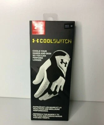 Golf Glove Under Armour Mens CoolSwitch White Black Right Hand Medium NEW - Image 1 of 2