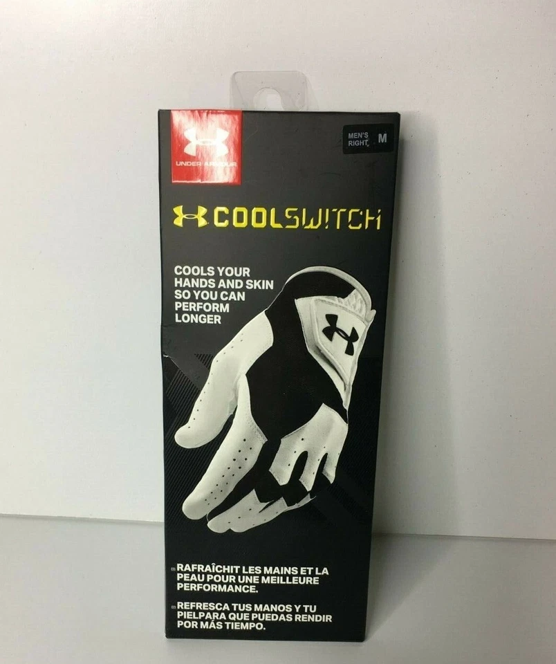 Golf Glove Under Armour Mens CoolSwitch White Black Right Hand Medium NEW - Image 1 of 2