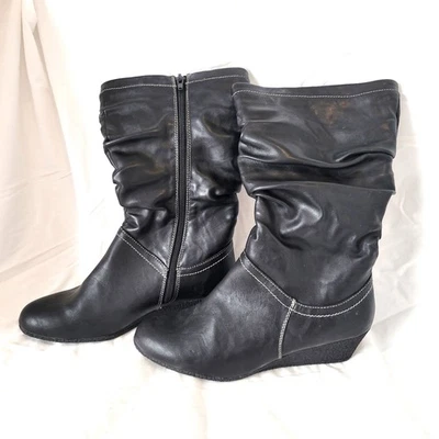 I Love Comfort Boots Womens 8 Boots Wedge Black Leather LNC - Image 1 of 4