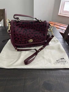 Coach Park Ocelot Hair Calf Flap Umhängetasche rot - Bild 1 von 5