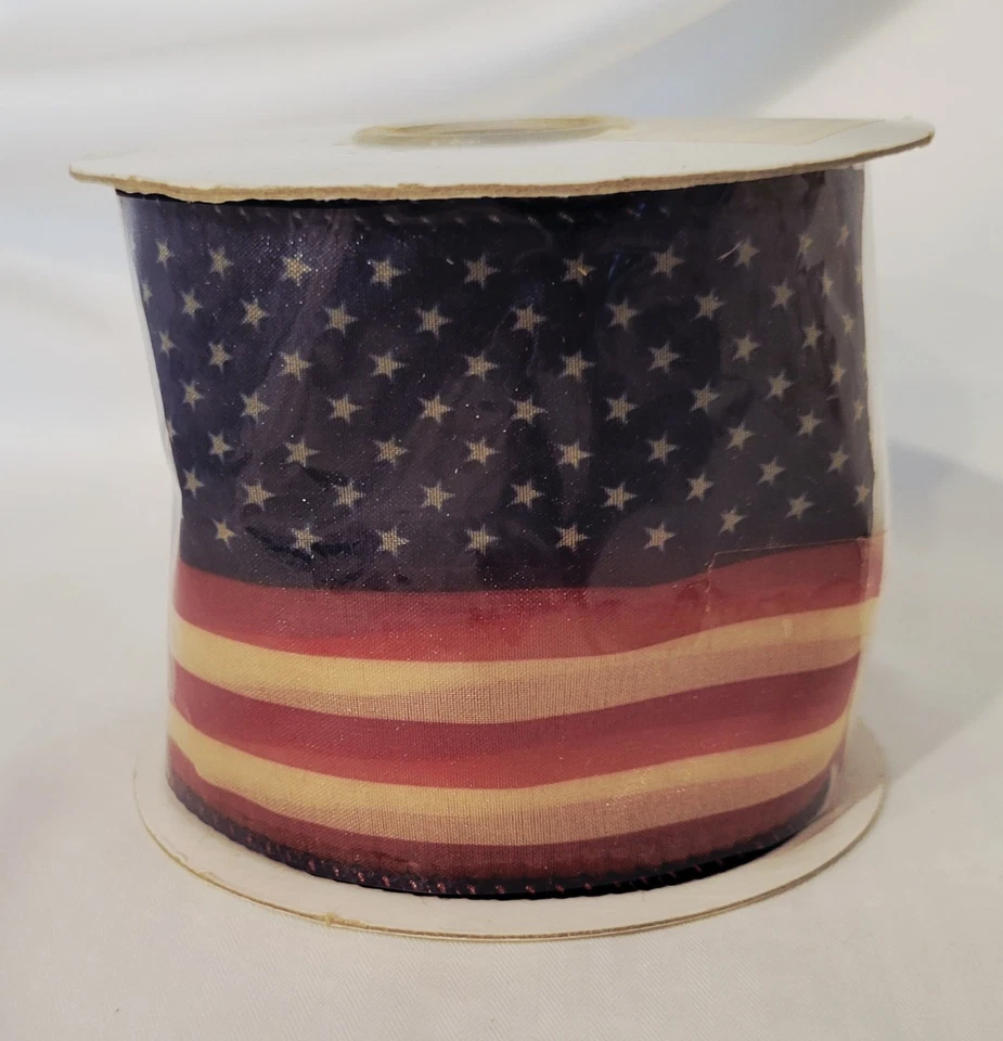 3 ” x  10' Wired Polyester Ribbon  Red, White, & Blue July 4th For Crafts - NEW - Image 1 of 1