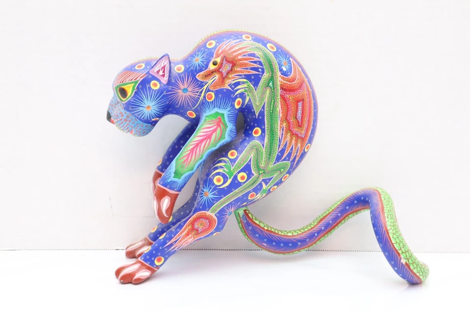 Large Fine Jaguar - Oaxacan Alebrije Wood Carving Folk Art Leopard Cat 11.25" - Image 1 of 4