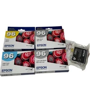 5 Genuine Epson 96 Ink Cartridges T096320 Date 2021 Black Yellow Cyan - Picture 1 of 7