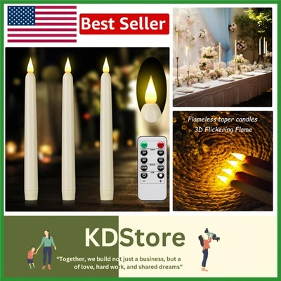 Wireless LED Flameless Taper Candles with Remote & Timer - Image 1 of 4