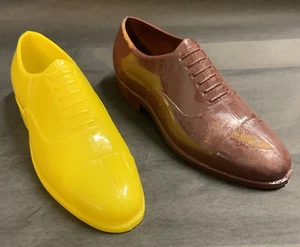 Lot of 2 Hanover Shoes Salesman Samples Yellow & Brown Plastic Mini DAMAGE READ - Picture 1 of 18