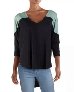 Maglietta da baseball We The Free People bicolore blu navy scollo a V Major League taglia L - Foto 1 di 10