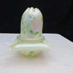 Fenton Topaz Opal Hydrangeas Hand Painted 3 pc. Fairy Light Special Order LE 410 - Picture 1 of 11