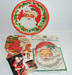 Vintage Lot Weihnachtsmann Topflappen Mitt Coca Cola Papierservietten Ben Franklin Schale - Bild 1 von 8