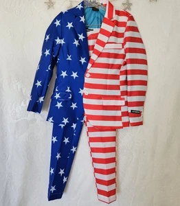 Suitmeister Jugend Große 12-14 USA Patriotische Flagge Anzug Blazer Hose Freiheit  - Bild 1 von 24