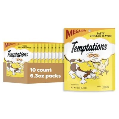 Temptations Classic Cat Treats Tasty Chicken Flavor Pack of 10 Crunchy Soft - Image 1 of 4