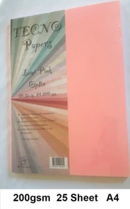 TECNO PAPERS LUMI PINK OPTIX A4 Paper 200gsm 25 Board Sheets 38E062 - Picture 1 of 1