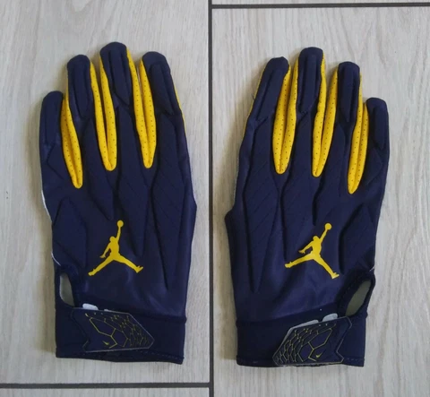University of Michigan Nike Jordan Superbad Navy Team Issued Football Gloves 4XL Cover