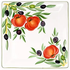 Relief Keramik Teller Tomate Olive Aufschnittplatte, Servierteller ca.27x27cm - Bild 1 von 4