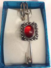 Queen Mary Scots RED Gem WE-MGPP kilt pin Scarf  pin pewter emblem 3" 7.5 cm