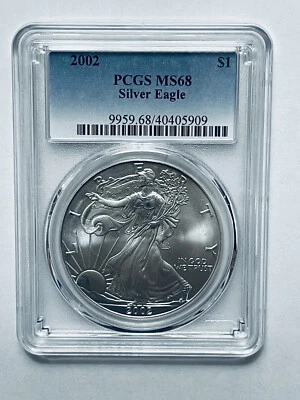 2002 Silver Eagle PCGS MS68 Toned Light Sunset Over Lady Liberty - Image 1 of 4