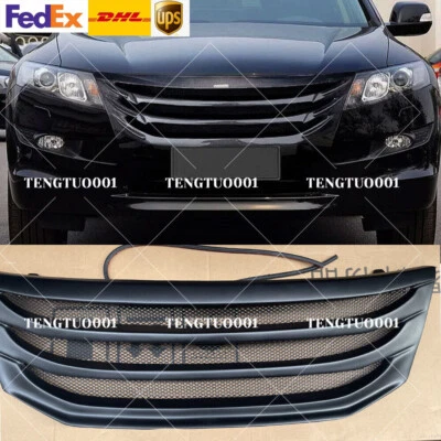 Fits Honda Crosstour 2009-2012 Matte Black Net Front Bumper Grille Cover - Image 1 of 4