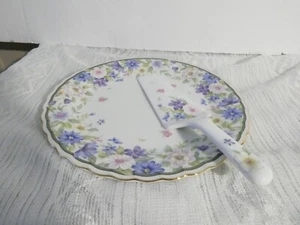 Vtg Cake Plate and Server Made for Federated Dept Stores(Macys) Floral Design - Picture 1 of 6