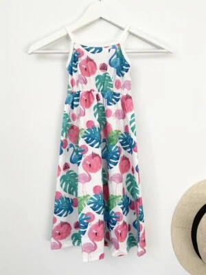 size 2 years new toddler girls dress flamingo sunset & palms print dress  - image 1 of 4