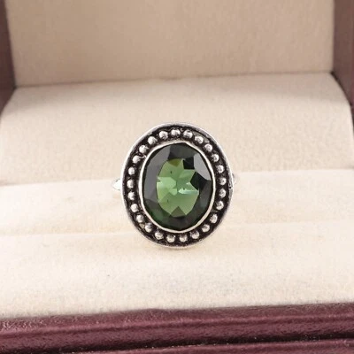 Green Tourmaline Gemstone 925 Sterling Silver Handmade Jewelry Ring For Gift - Image 1 of 3