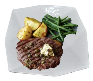 Kreative Melamin eckige Teller Steak Pasta Obst Salat Speiseteller Schale weiß - Bild 1 von 14