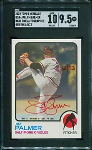 2022 Topps Heritage Jim Palmer SGC 9.5 Real One Red Ink Auto #61/73 Orioles - Picture 1 of 2