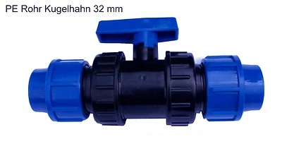  Kunststoff Kugelhahn 32 mm 2 Wege Hahn Absperrhahn Kugelventil Ventil Pool - Bild 1 von 2