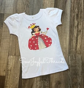 Valentine's Day Vintage Queen of Hearts Blouse Toddler Girl Shirt 2T 3T 4T 5T - Picture 1 of 4