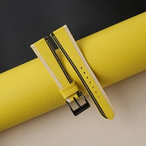 Cinturino orologio pelle di vitello tricolore giallo Epsom 18mm 20mm 22mm - Foto 1 di 11