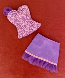 Vintage 2011 ☆ Barbie ☆ Teresa & Fashion -Purple Heart Top & Shirt Outfit #X4862 - Picture 1 of 2