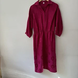 Vintage 80s Silky Feel Pink Floral Batwing 3/4 Fits Uk 10-12 TV Film Prop - Picture 1 of 9