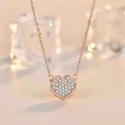 Hot CZ Cloud Gift 925 Sterling Silver Necklace,Pendant,Women,Jewelry,Rose,Gold - Image 1 of 4