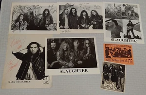 1990s SLAUGHTER Music Band Autographed Signed Fan Club Promo 8x10 Photo Lot Mark - Picture 1 of 2