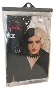 Disney CRUELLA Adult Black White Wavy Wig OSFM - Picture 1 of 2