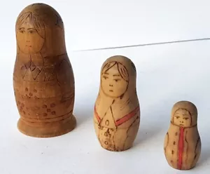 3x Holzpuppen Matrjoschka Matryoshka Babuschka Russland um 1900 AL1344 - Bild 1 von 12
