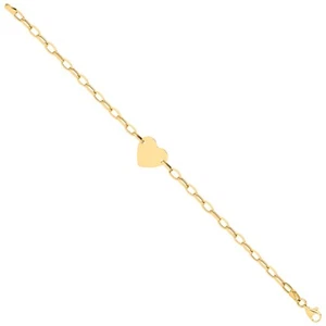 9ct Yellow Gold Heart Plate Belcher Link Ladies Bracelet with presentation Box. - Picture 1 of 20