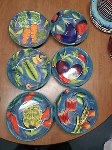 6 Linda Montgomery Certified International Vegetable Pasta Salad Bowls Bin 39 - Picture 1 of 18