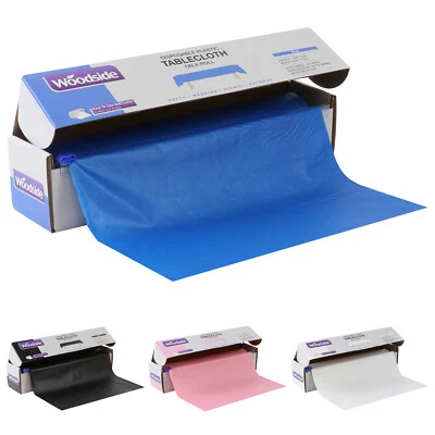 Woodside Disposable Plastic Table Cloth Roll for Parties & Events 33m x 1.35m